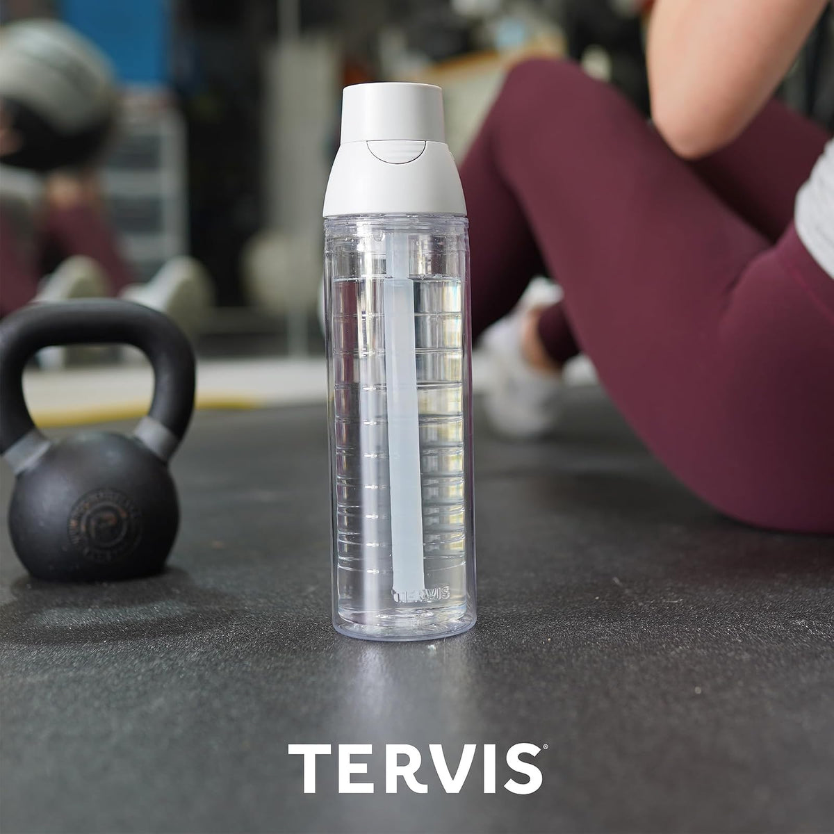 Tervis Venture Lite - Vaso aislado de doble pared transparente y colorido, fabricado en Estados Unidos, taza de viaje que mantiene las bebidas frías y calientes, botella de agua de 24 onzas, tapa