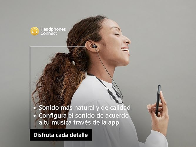 Sony WI-C100 - Audífonos inalámbricos intraauriculares con Banda para el Cuello y micrófono para Llamadas con Manos Libres, Beige (Versión Nacional)