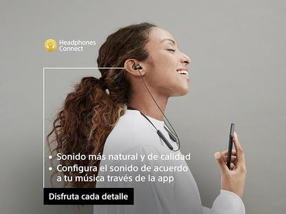 Sony WI-C100 - Audífonos inalámbricos intraauriculares con Banda para el Cuello y micrófono para Llamadas con Manos Libres, Beige (Versión Nacional)