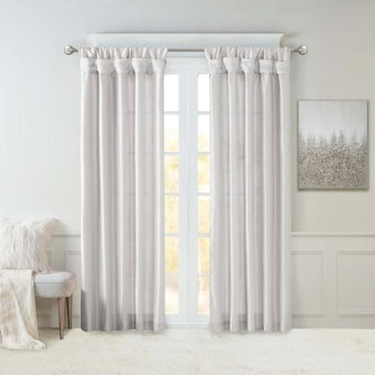 Madison Park Emilia Cenefa de Seda Sintética con Abalorio - 127An x 213.4Al cm (1 Paneles) - Panel de oscurecimiento de habitación - Plata