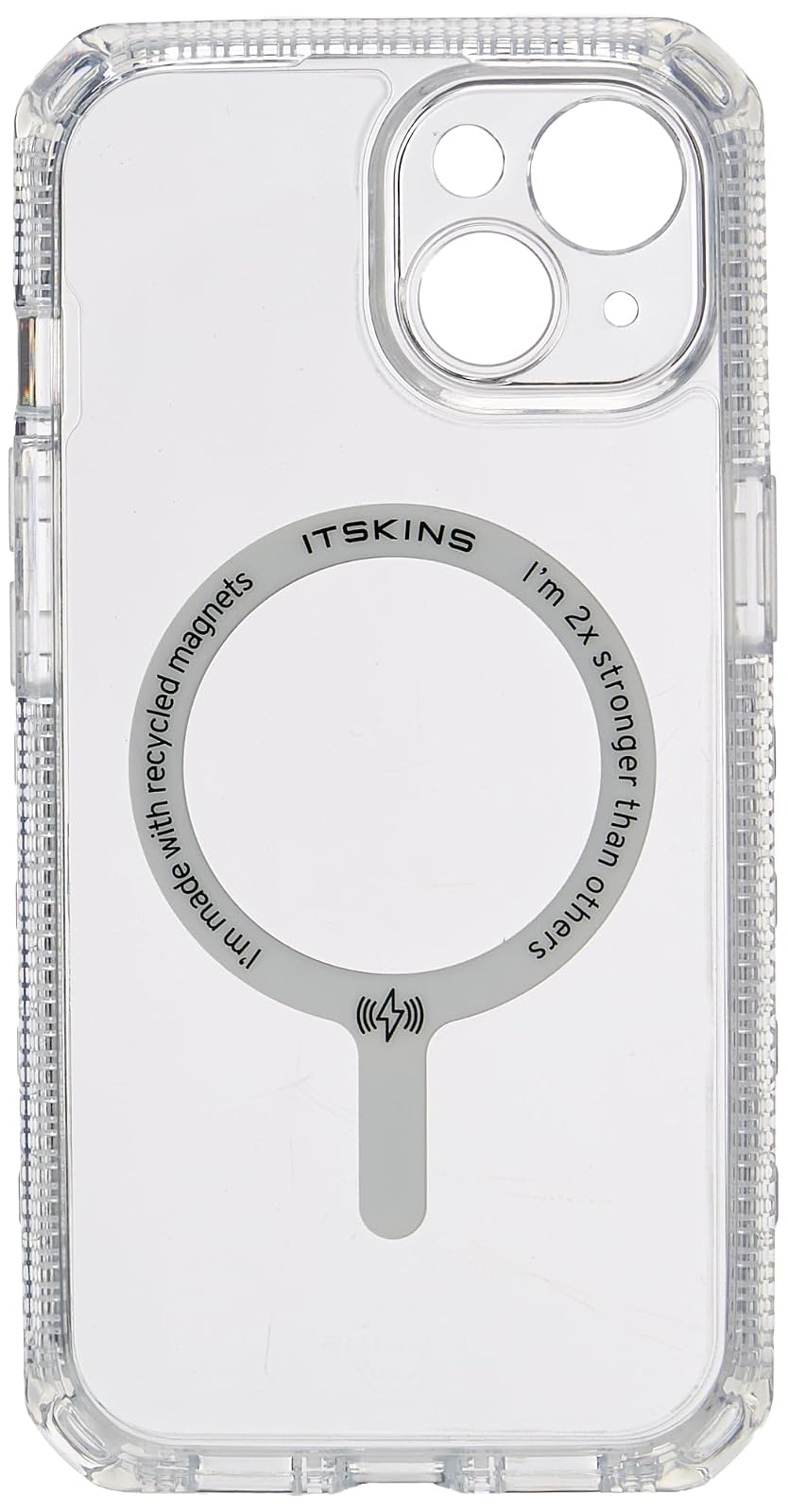 ItSkins Supreme R Clear Funda con MagSafe Compatible con iPhone 15, Protección Caídas 4.5m, Bordes Elevados, Defensa Antimicrobiana - Transparente