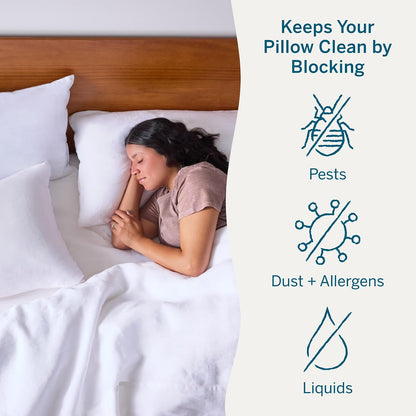 Lucid - Funda Protectora para Almohada 100% Impermeable - Algodón Suave, Hipoalergénico y Transpirable - Blanco - Tamaño Estándar