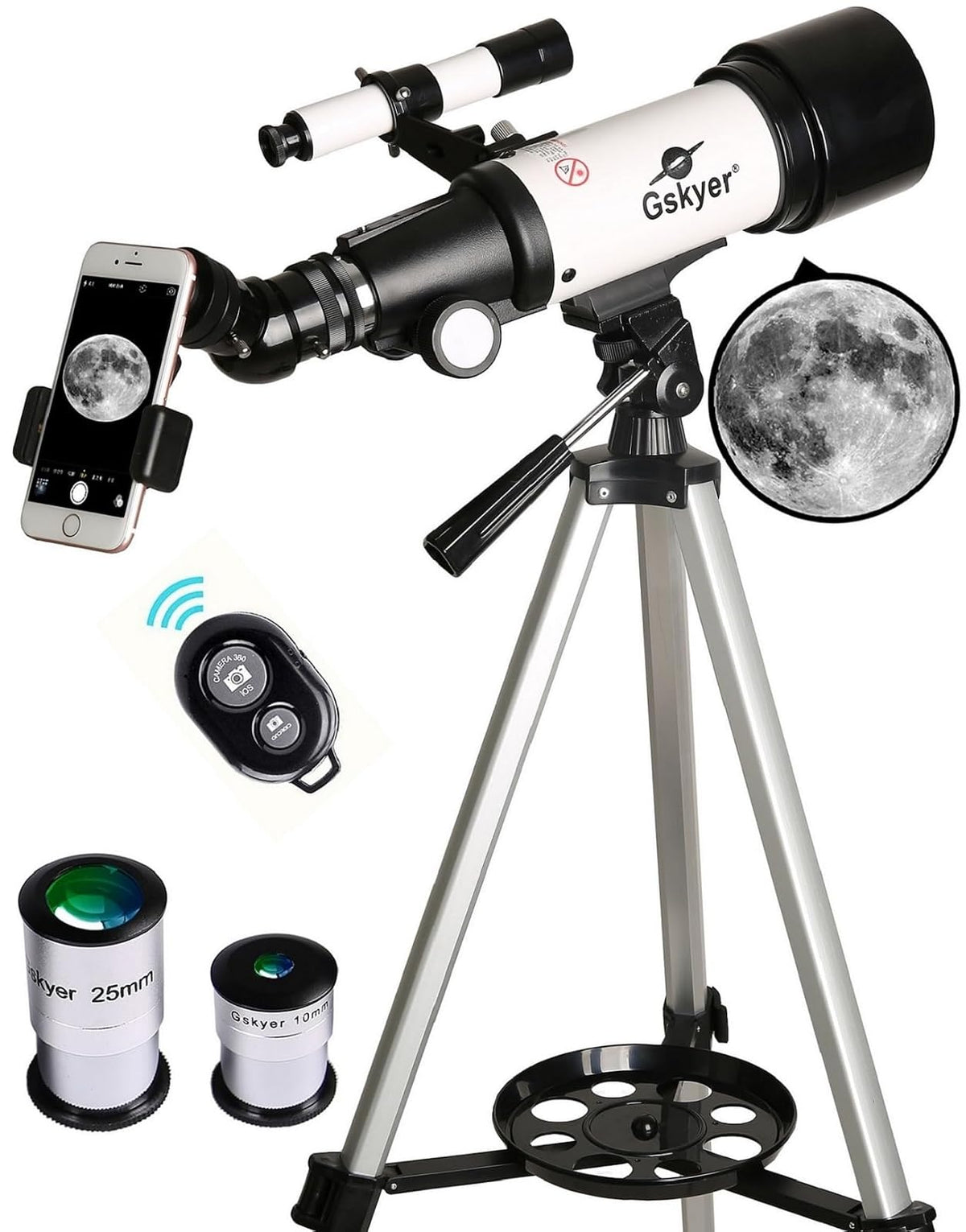 Gskyer Telescopio Astronómico 70mm AZ 400mm Refractor Portátil Niños