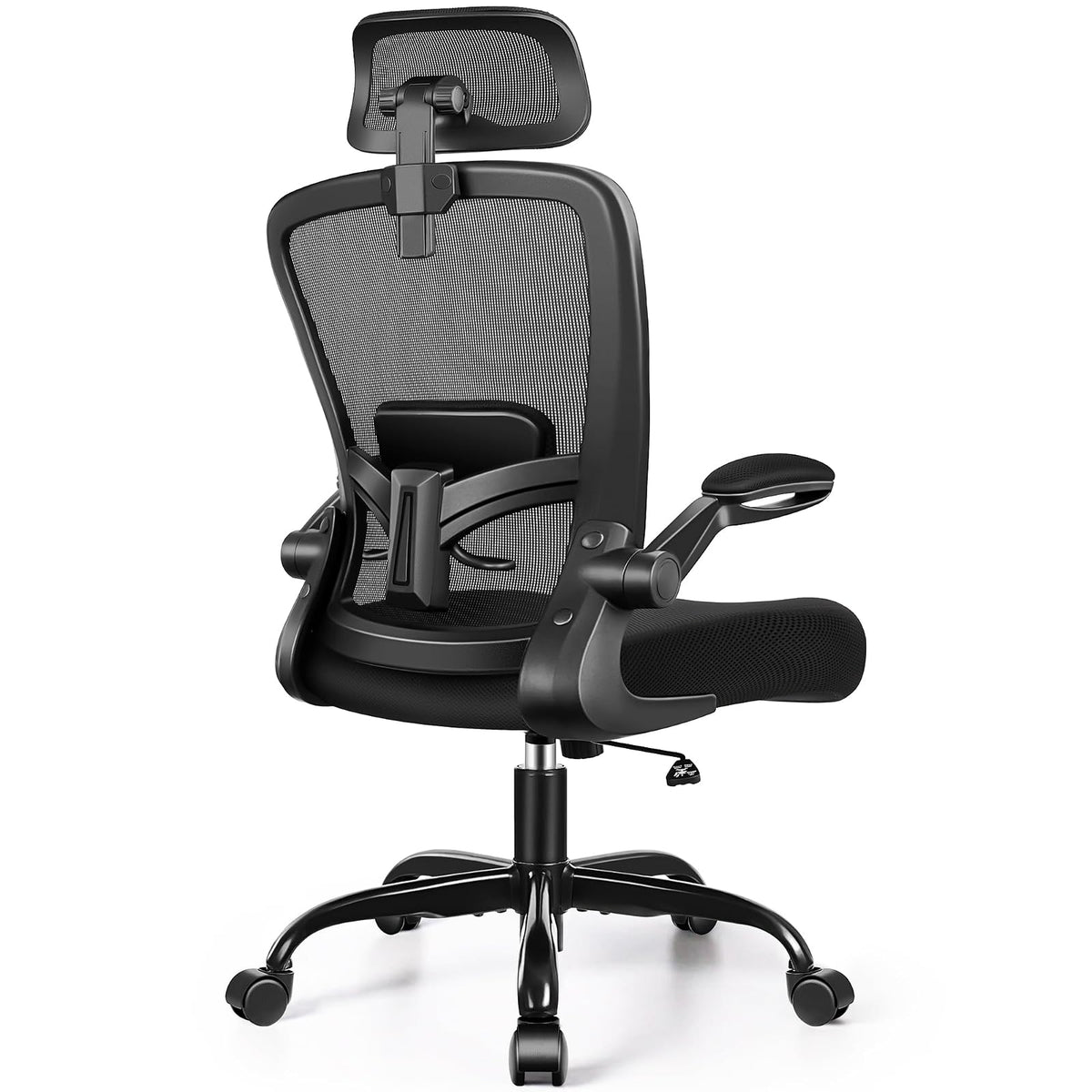 FelixKing - Silla ergonómica de Oficina, reposacabezas con Soporte Lumbar Ajustable, Silla giratoria para Oficina en casa con Respaldo Alto y reposabrazos, Silla de Juegos de Altura Ajustable (Negro)