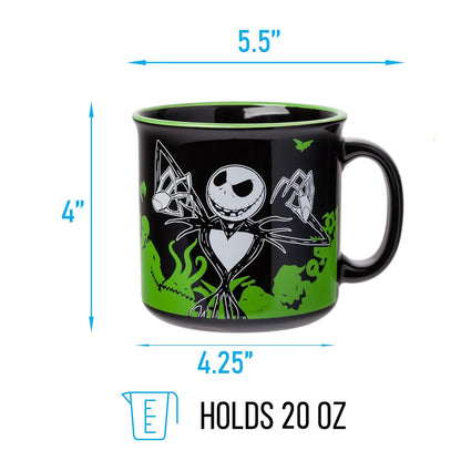Silver Buffalo Disney The Nightmare Before Christmas Your Worst Nightmare With Jack Skellington Taza de cerámica para campista, 20 onzas