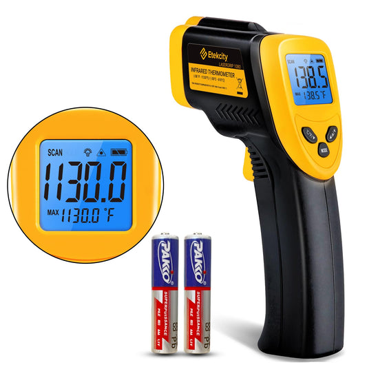 Etekcity Lasergrip 1080 Termómetro pistola de temperatura infrarrojo láser digital sin contacto, -58 ℉ ~ 1022 ℉ (-50 ℃ ～ 550 ℃), Amarillo y Negro