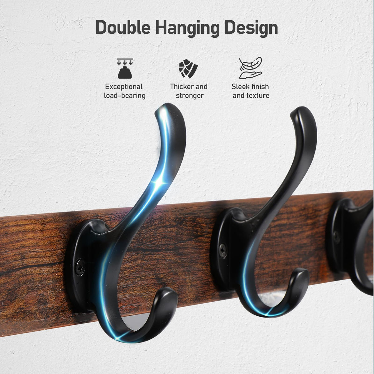 Tatub - Perchero rústico de 29 pulgadas con estante, ganchos de pared de entrada con estante, perchas para baño, sala de estar, recámara, color negro rústico