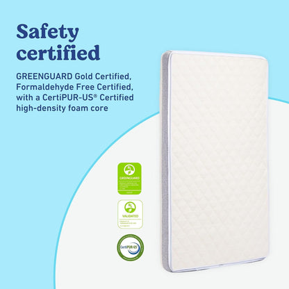 Graco Colchón Ultra 2 en 1 de Doble Cara para Cuna y niños pequeños, Certificado GREENGUARD Gold, Ultra Suave, Lavable a máquina, Resistente al Agua, colchón de Doble Cara para bebés y niños pequeños