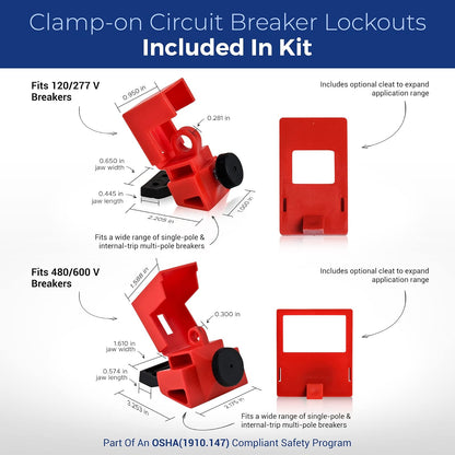 Brady Kit de Bloqueo Eléctrico LOTO - Hasps, Candados Multipolo, Etiquetas, Cable y Candados de Seguridad Roja
