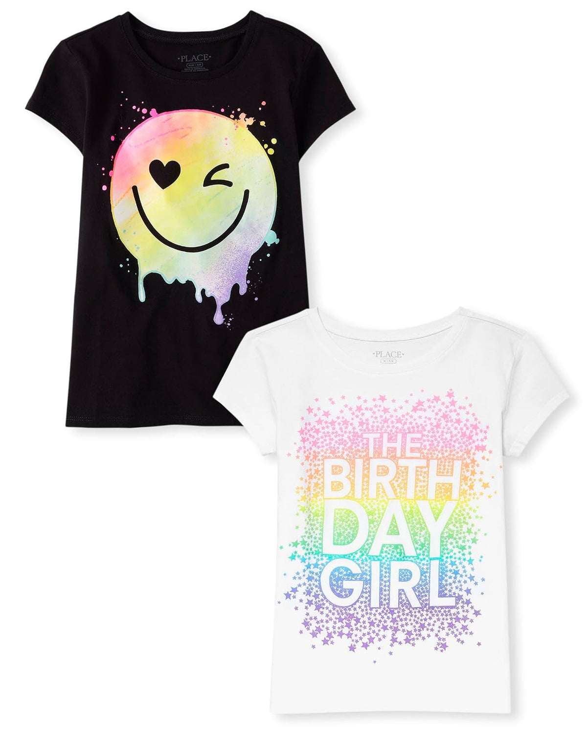 The Children's Place - Camisetas Estampadas de Manga Corta para niñas, Varios Paquetes