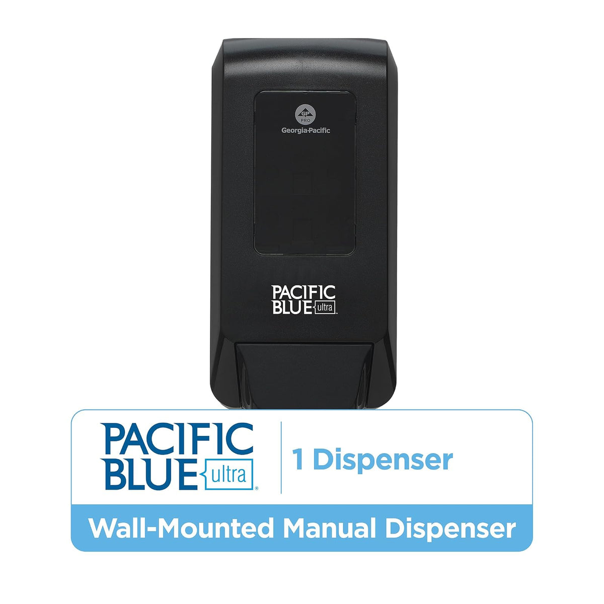 Pacific Blue Ultra™ Wall-Mounted Manual Dispenser for Foaming Hand Soap and Hand Sanitizer by Georgia-Pacific, Black, 53057, 11.5” W x 5.6” D by 4.4” H