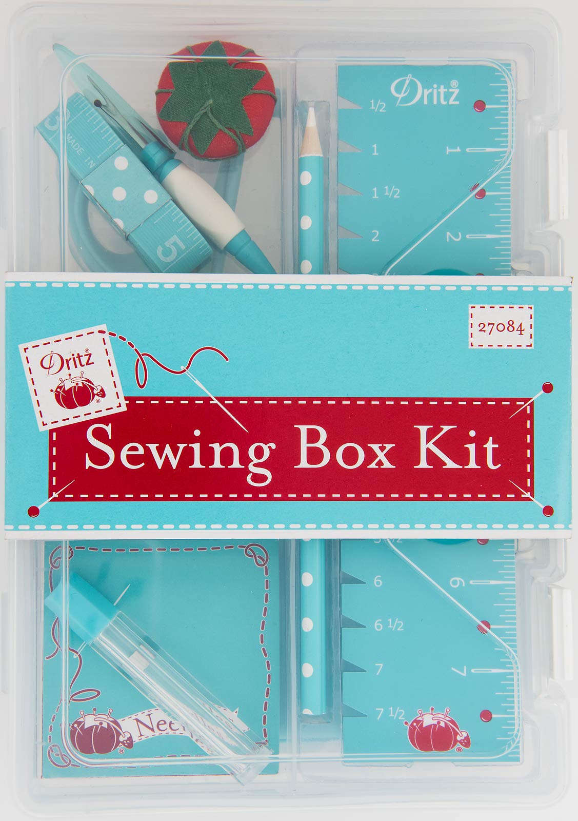 Dritz 27084A Sewing Box Kit, Teal/White