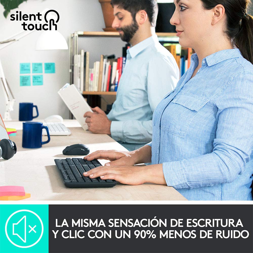 Logitech MK295 Combo Teclado y Mouse Inalámbricos: Tecnología SilentTouch- Negro + H390 Diadema con Cable- Negro