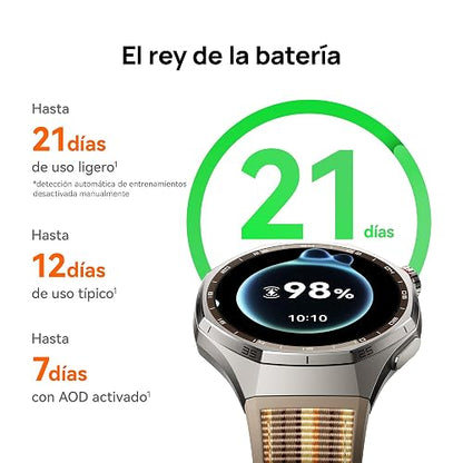 HUAWEI Watch GT 6 Pro Smartwatch 46mm Reloj Inteligente Hombre, Café | 1.47''AMOLED Pantalla, 21 Días de Batería, Ciclismo, GPS, NFC, ECG, SpO2, Compatible con iOS y Android