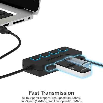 SABRENT HUB USB 2.0 4 Puertos con SWITCHES