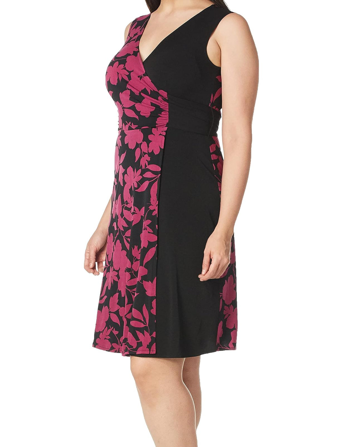 Donna Morgan Sleeveless Faux Wrap Color Block Matte Jersey Dress Vestido Casual Mujer