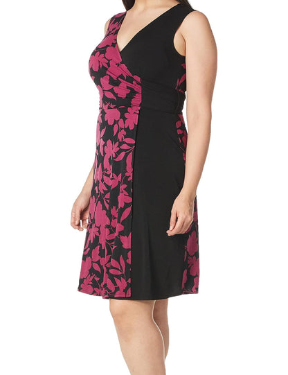 Donna Morgan Sleeveless Faux Wrap Color Block Matte Jersey Dress Vestido Casual Mujer