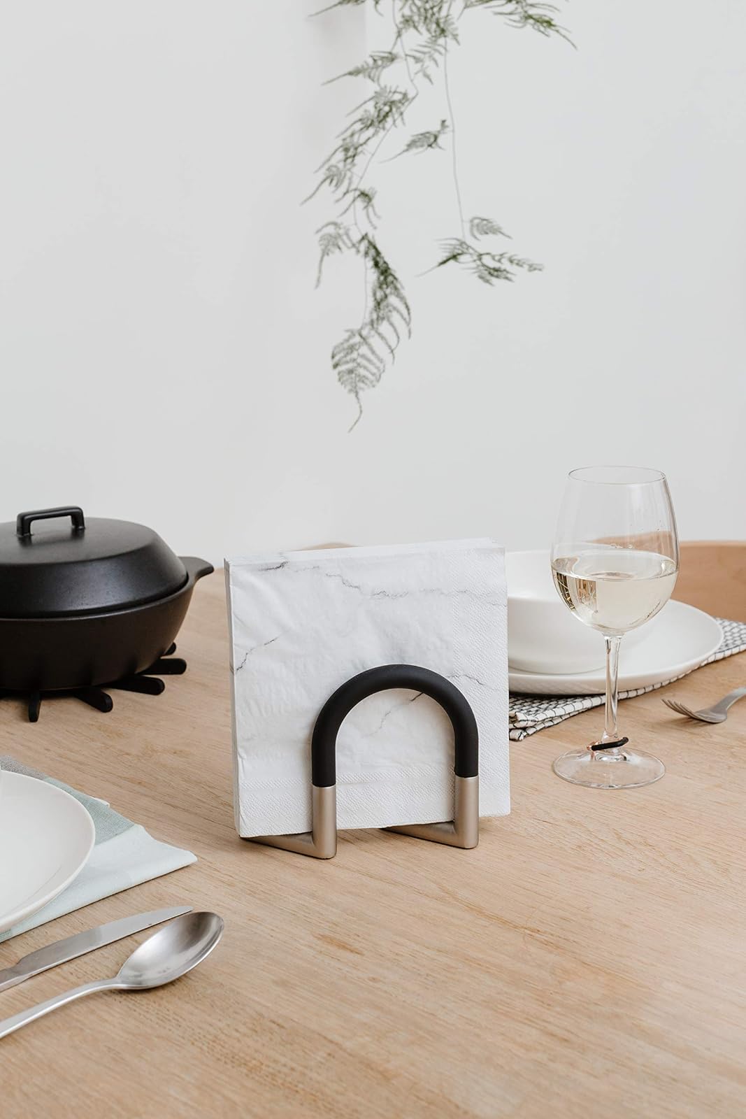 Umbra Swivel Servilletero de Mesa Flexible de Metal Antideslizante para Cocina y Comedor, Plateado