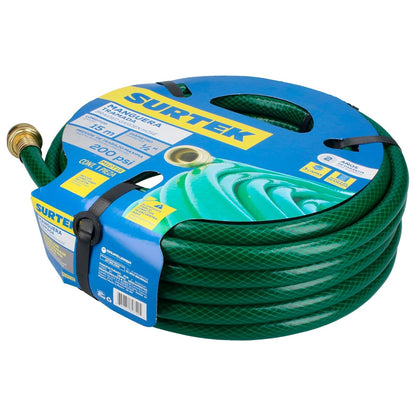Surtek M12T15 Manguera para jardín tramada con conector metálico 1/2", 15 m