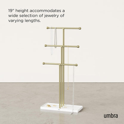 Umbra Trigem Soporte de joyería, Blanco/Latón