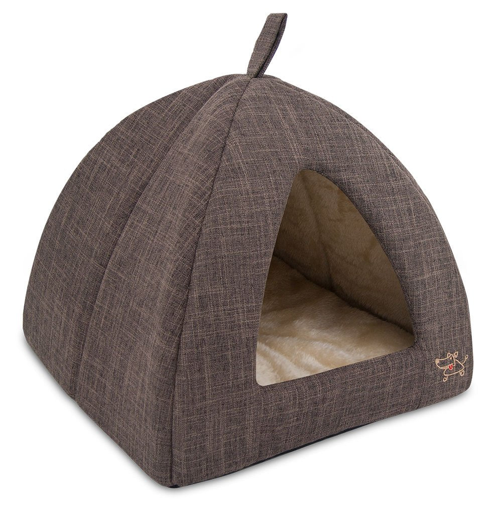 Best Pet Supplies - Cama blanda para perros y gatos para mascotas, de lino marrón extragrande