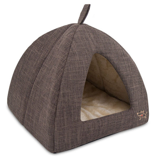 Best Pet Supplies - Cama blanda para perros y gatos para mascotas, de lino marrón extragrande