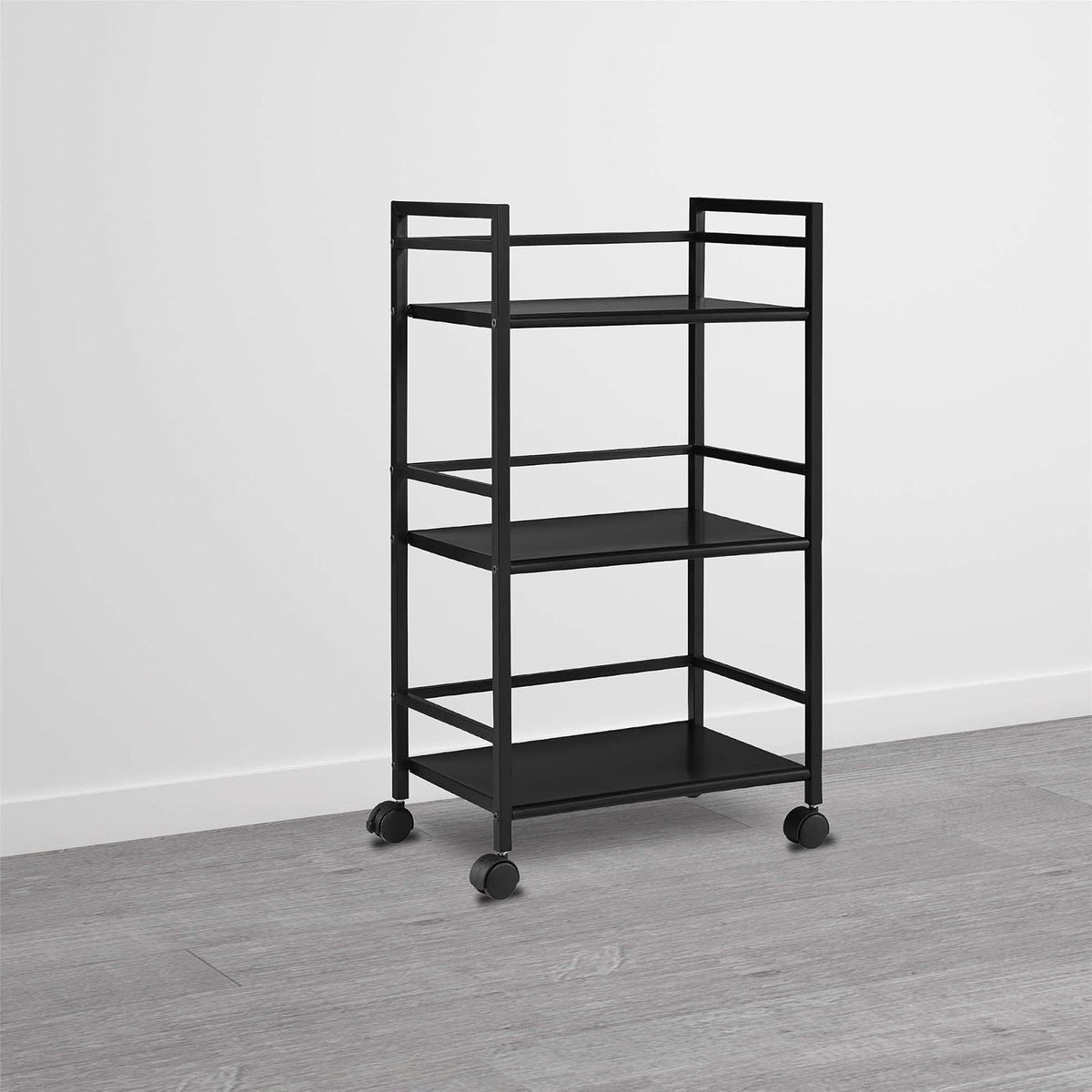Ameriwood Home Marshall 3 Shelf Metal Rolling Utility Cart, Black