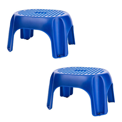 J Y Joy Taburetes de Plástico Portátil, Paquete de 2, Banco de Casa Ideal para Cocina y Baño. Peldaño para Alcanzar el Lavabo, Antiderrapante, Color Azul (38 x 30 x 23 cm)
