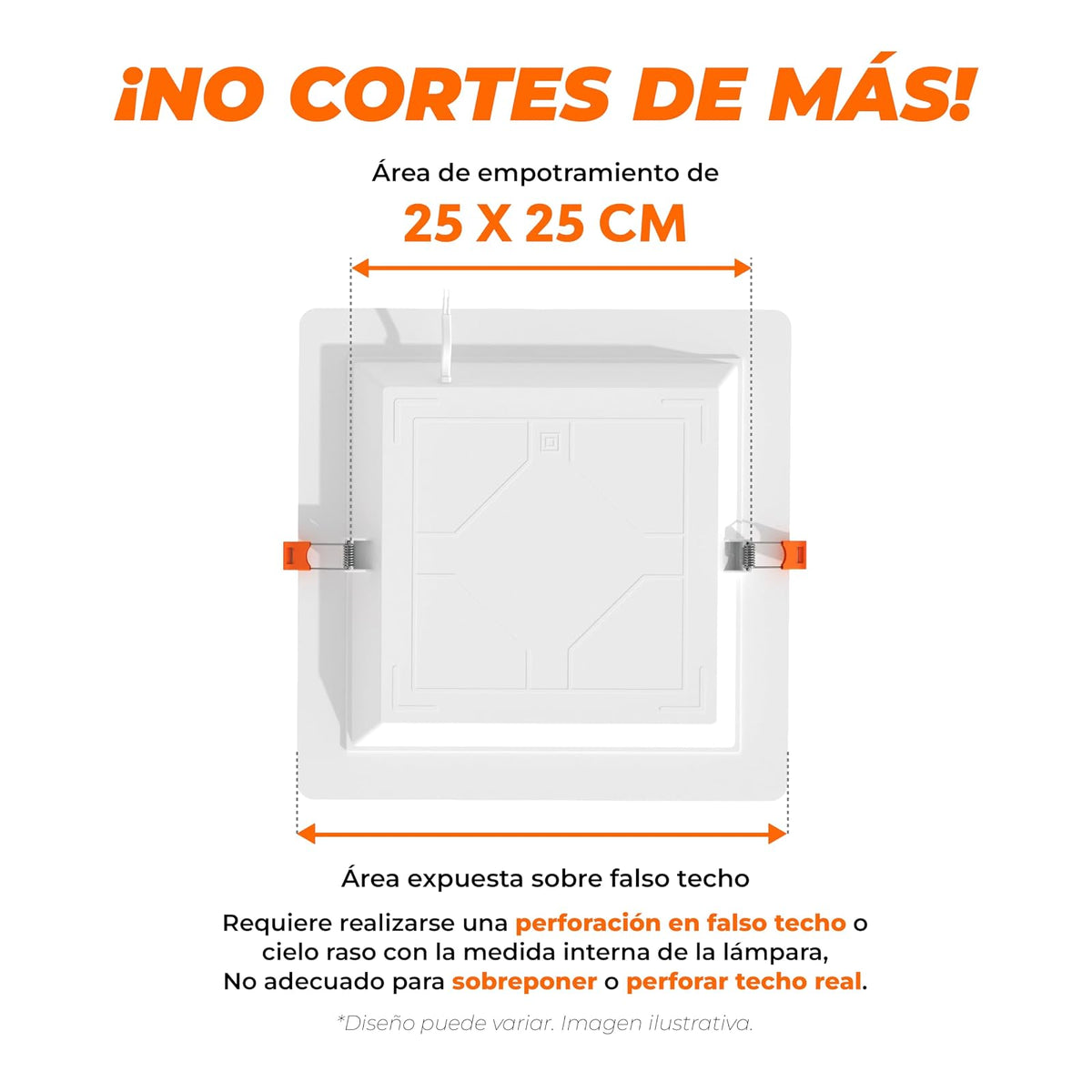 Tecnolite - Lámpara Empotrable de Techo Downlight LED 24 W, Luz de Día, No atenuable, Multivoltaje