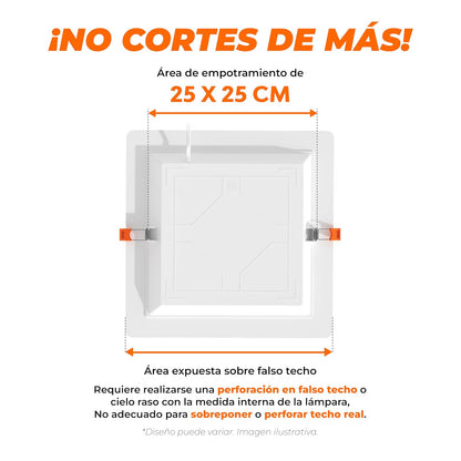 Tecnolite - Lámpara Empotrable de Techo Downlight LED 24 W, Luz de Día, No atenuable, Multivoltaje