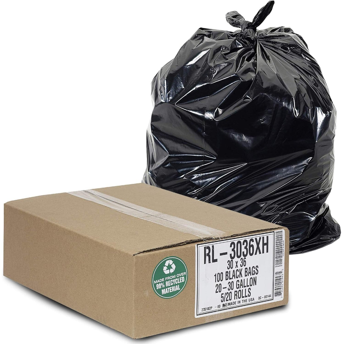 Aluf Plastics - Rollo de plástico resistente de baja densidad Repro Blend Star Seal sin núcleo, 33 galones de capacidad, Negro, 20-30 gallons