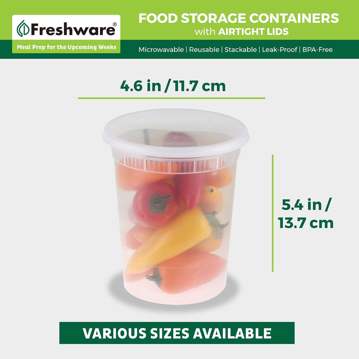 Freshware Recipientes de Almacenamiento de Alimentos 946ml Juego 240 Tapas Herméticas