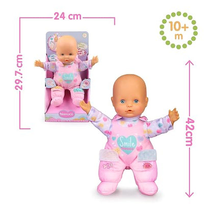 Nenuco Tiritas, Cuerpo Blandito de 25 cm, Muñeco con Sonidos de Bebé, Dice Papá y Mamá, Llora y se Ríe, Tiritas de Quita y Pon, Juguete para Niños Desde 10 Meses, Famosa