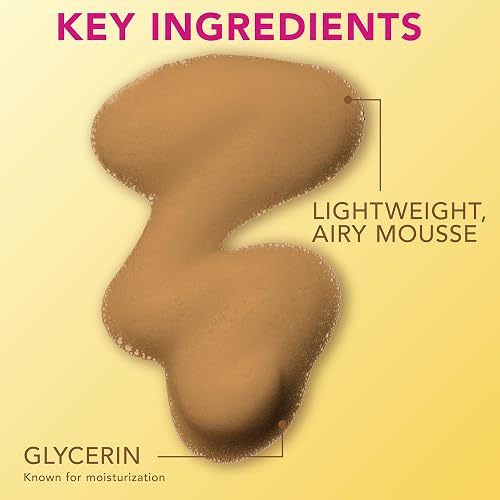Jergens - Espuma bronceadora natural Glow Instant Sun sin sol, oscura, 6 onzas líquidas