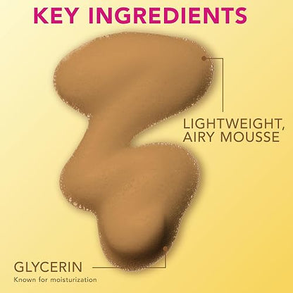 Jergens - Espuma bronceadora natural Glow Instant Sun sin sol, oscura, 6 onzas líquidas