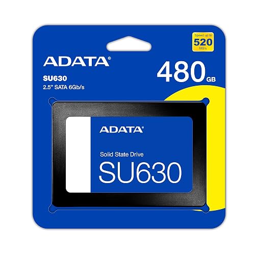ADATA Unidad de Estado Sólido SSD SU630 480 GB 3D NAND , SATA III,QLC,2.5",520 MB/s de lectura y 450 MB/s de escritura