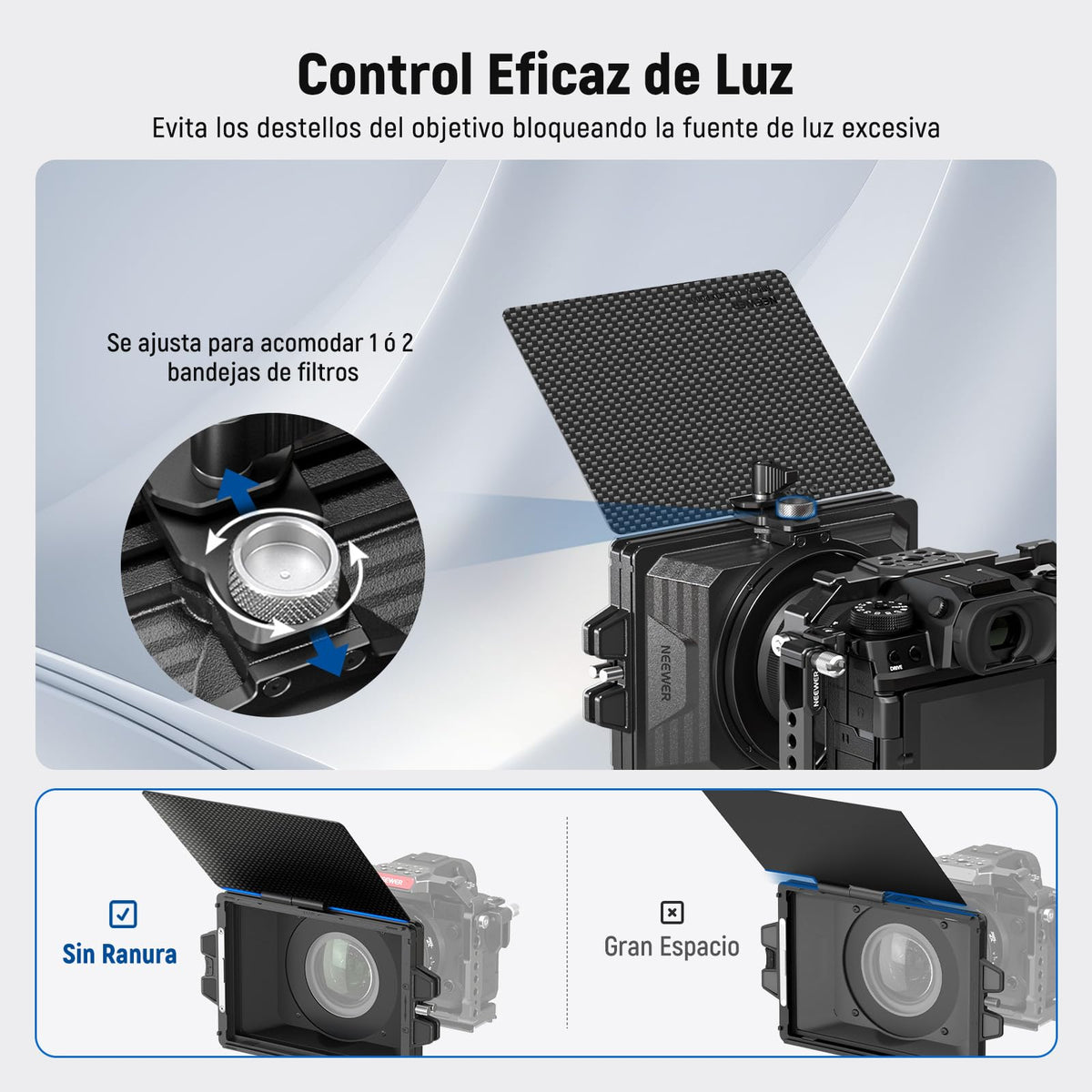 NEEWER Mini Caja Mate con Dos bandejas de Filtro de 4 x 5.75 Pulgadas, 4 adaptadores de Lente Circular, Bandera Superior de Fibra de Carbono, Compatible con Accesorios SmallRig Compatible con Filtro