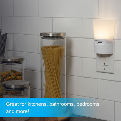GE Ultrabrite Dimmable Sconce LED Night Light Plug-In, Energy Efficient, Dusk-to-Dawn Sensor, Adjustable , Ideal for Bedroom, Bathroom, Hallway, Nursery, White, 45123, 1 Pack
