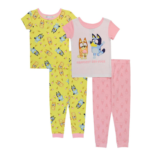 Bluey 4-Piece Snug-fit Cotton Pajama Set, Soft & Cute for Kids Juego de Pijama Niñas
