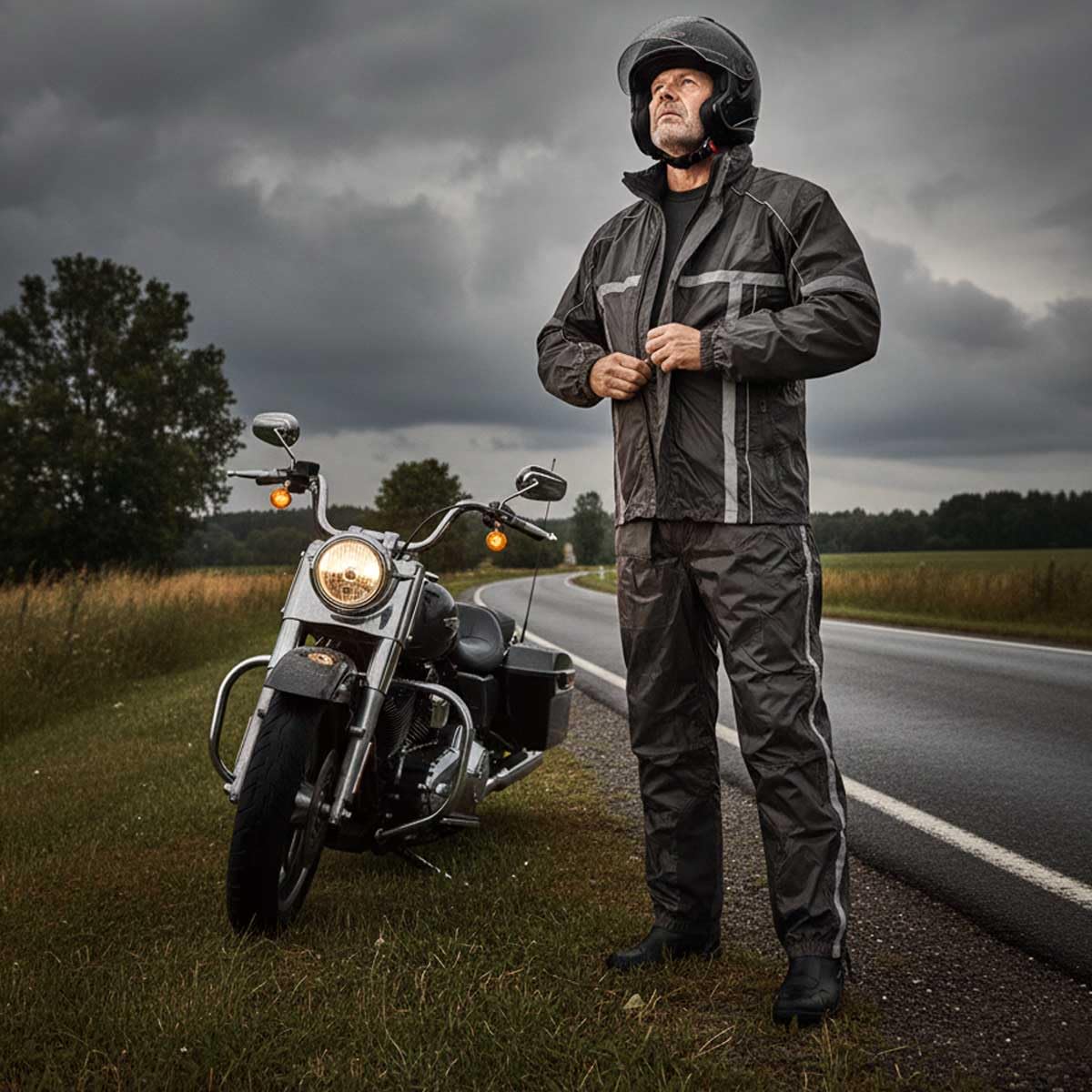 Milwaukee Performance - Traje impermeable para hombre con cinta reflectante, Negro, 4 X-Grande