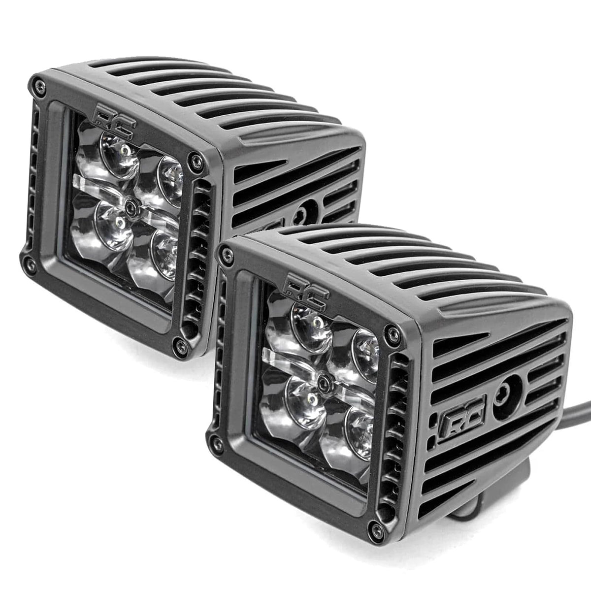 Rough Country 70903BLKDRL Black Series 2" LED DRL Blanco Cuadrado CREE Cube Par Spot para SUV/Camiones