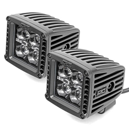 Rough Country 70903BLKDRL Black Series 2" LED DRL Blanco Cuadrado CREE Cube Par Spot para SUV/Camiones