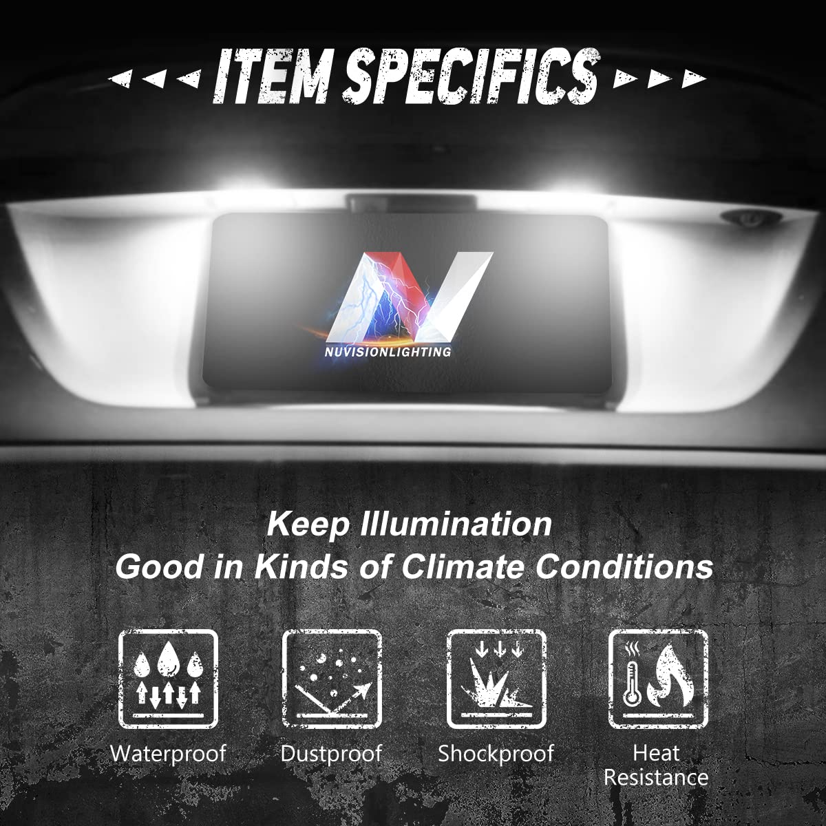 NUVISION LIGHTING NVL-LPL-025 Par de Luces LED para Placa de Matrícula para Dodge Dart 13-16, Challenger Avenger 08-14