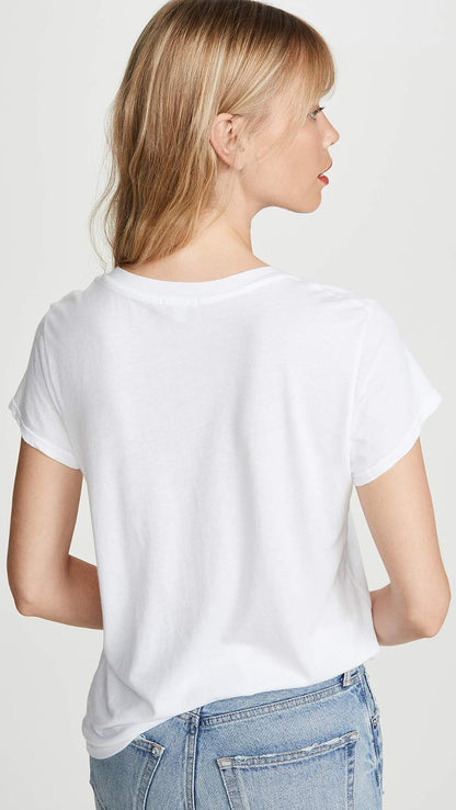Splendid Playera de Manga Corta con Cuello en V para Mujer