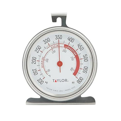 Taylor Precision Products 5932 Termómetro de horno de cocina de esfera grande, esfera de 3.25 pulgadas, acero inoxidable