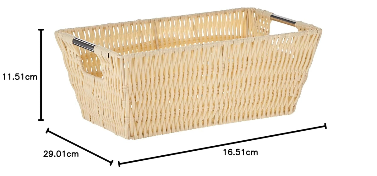 Whitmor Rattique Estante pequeño Bolsa, Latte, Latte, Pequeño, 1 | Latte, Pequeño, 1 unidad, plástico tejido, metal cromado