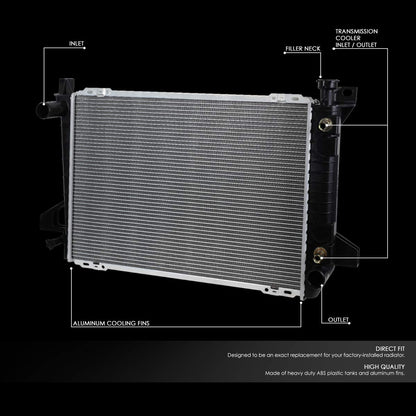 DNA Motoring OEM-RA-1452 Radiador de núcleo de aluminio estilo OE de 1 fila compatible con 85-96 F150 / F250 / F350 MT/AT, 27-1/2 pulgadas de ancho x 18-3/8 pulgadas de alto x 1 pulgada de profundidad, entrada de 1-3/4 pulgadas, 1-3/4 pulgadas 10.2 cm Out