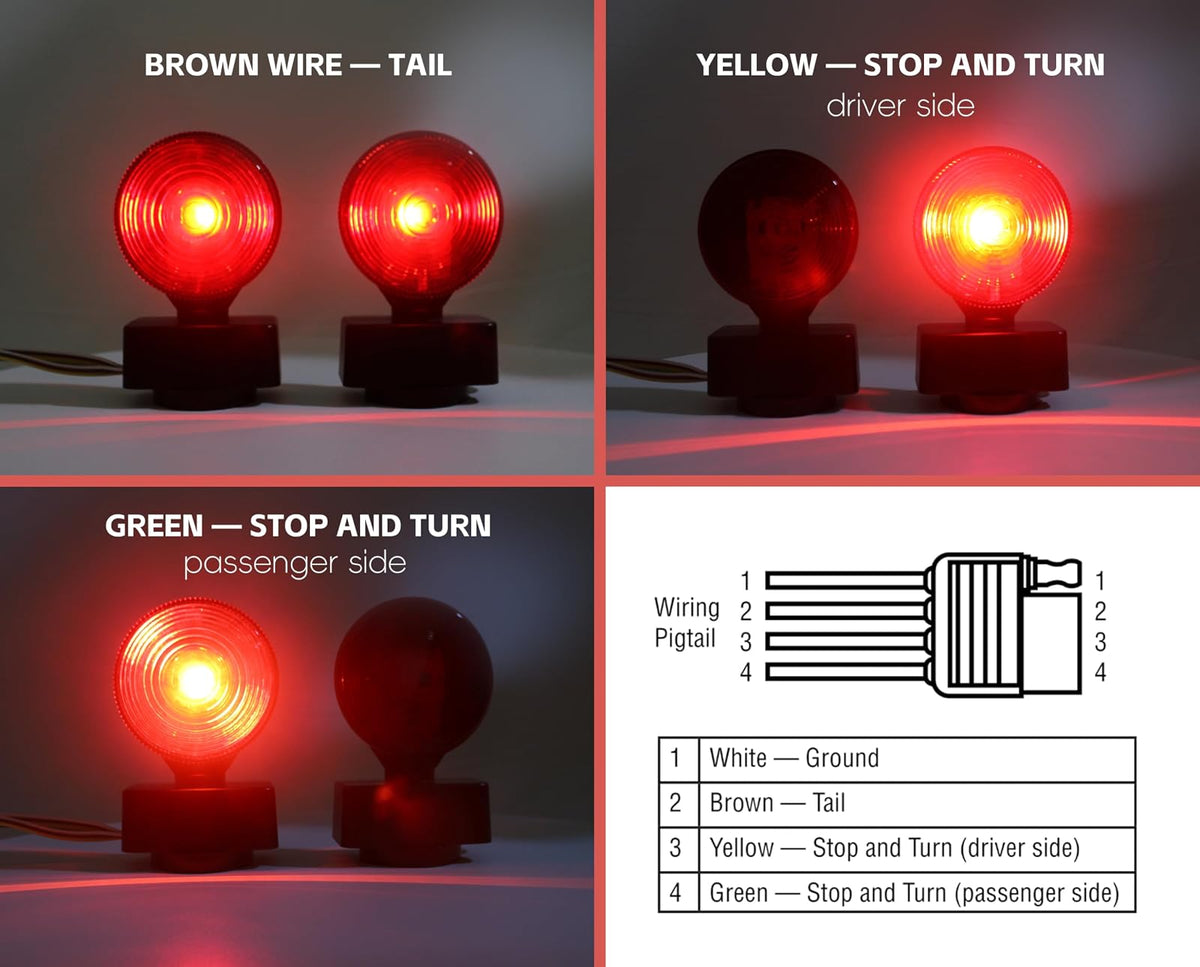 Maxxhaul Juego de Luces LED Magnéticas para Remolque DOT, Freno, Giro y Estacionamiento 50871
