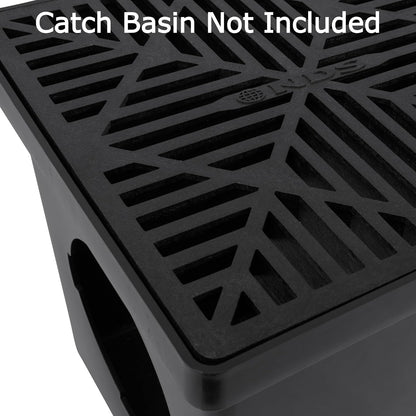 NDS 1211G* Rejilla de Drenaje Cuadrada para Lavabo de Captura, diseño de Diamante, se Adapta a Drenaje de Lavabo de 12 Pulgadas, elevadores y Adaptador de Perfil bajo, 12 Pulgadas, plástico, Negro