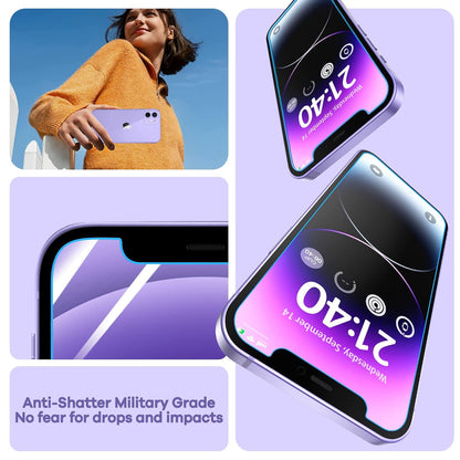 ORIbox Protector de visualización de vidrio para iPhone 12 y iPhone 12 Pro, 3 paquetes de protectores de visualización de vidrio templado transparente HD